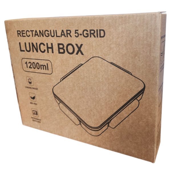 RECTANGULAR 5 GRID LUNCH BOX - PURPLE - Image 3