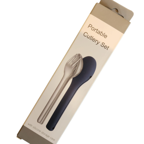PORTABLE CUTLERY SET WITH COVER - BLUE