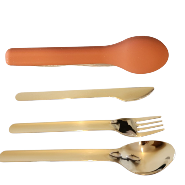 PORTABLE CUTLERY SET WITH COVER - PINK - Image 2